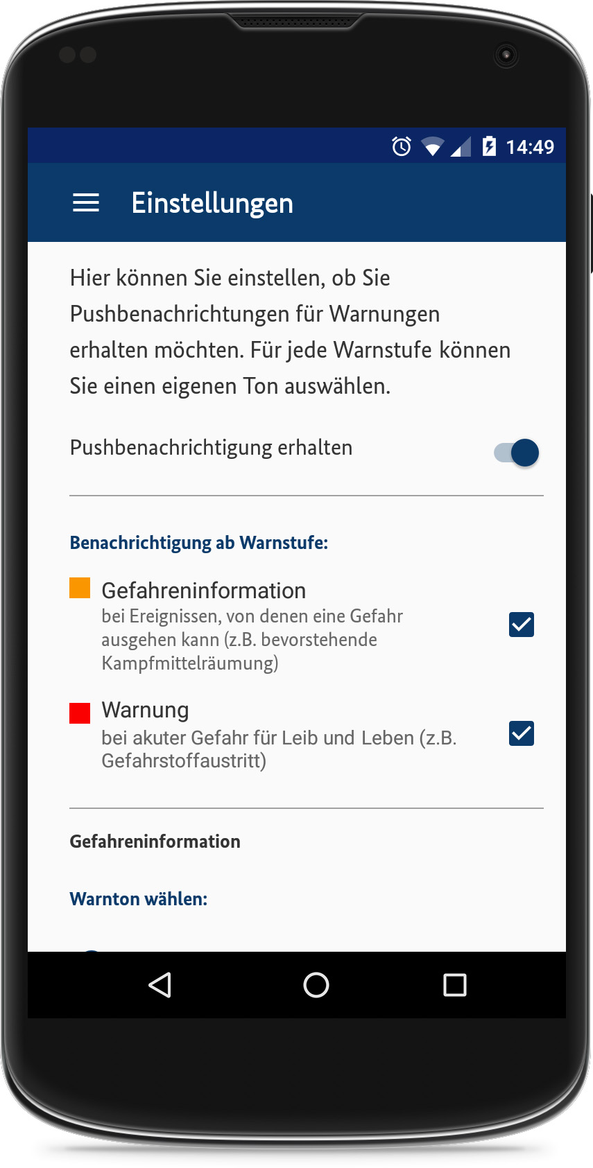 Warn-App NINA Einstellungen_frei